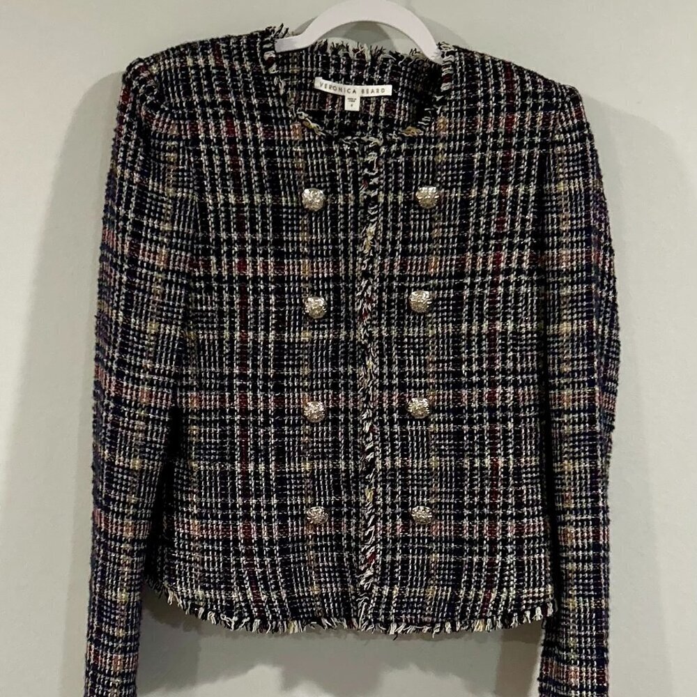 Veronica Beard Tweed Pattern Evening Jacket Size M